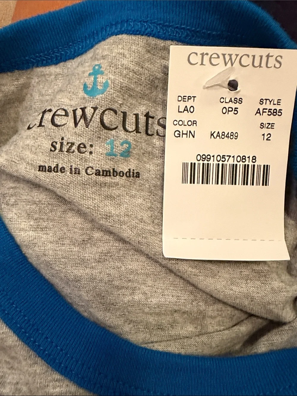 NWT Crewcuts Boys Colorblock Long Sleeve Shirt - Grey, Navy & White Size 12